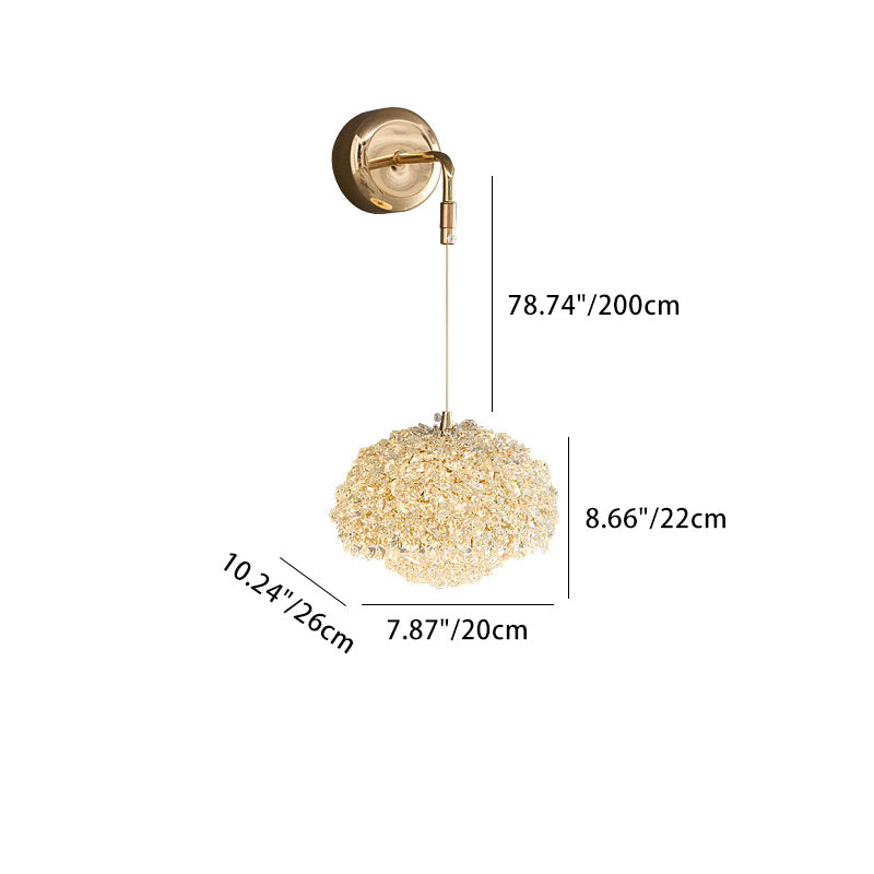Applique murale contemporaine de luxe ovale en aluminium avec cristal 1 lumière pour salon 