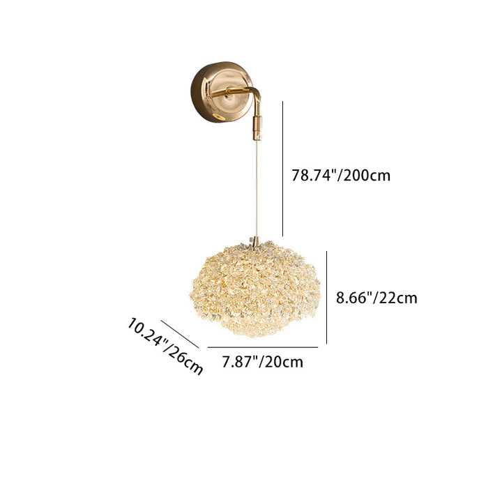 Applique murale contemporaine de luxe ovale en aluminium avec cristal 1 lumière pour salon 