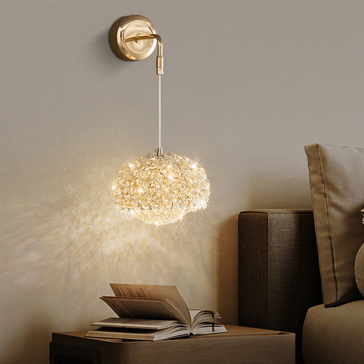 Applique murale contemporaine de luxe ovale en aluminium avec cristal 1 lumière pour salon 