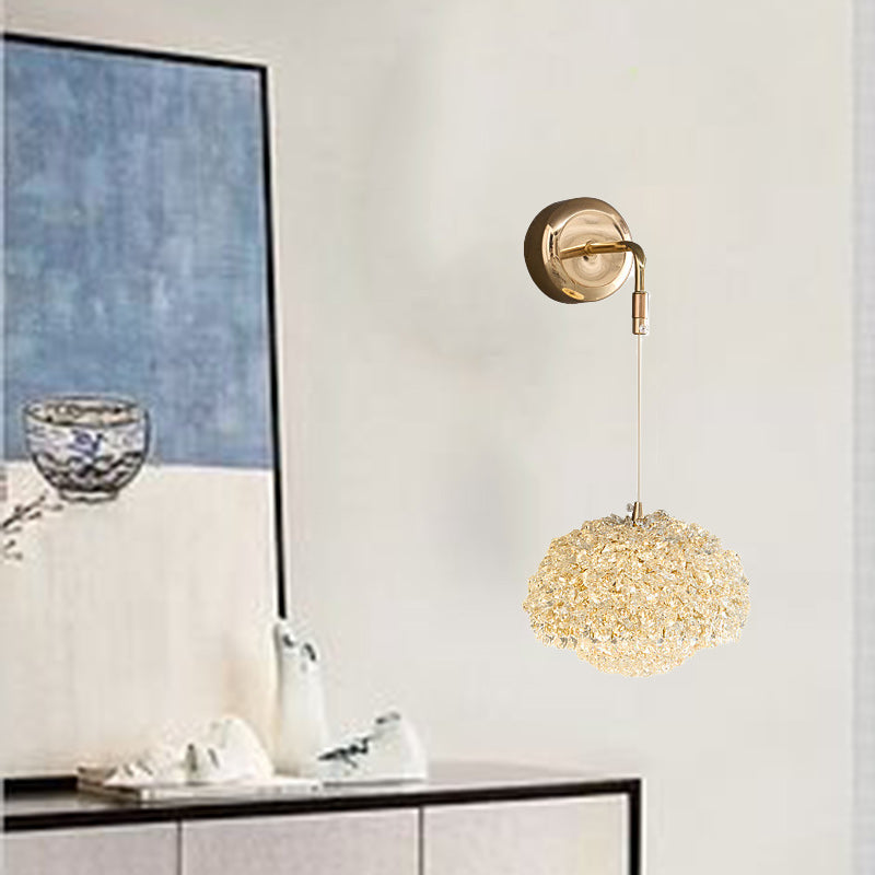 Applique murale contemporaine de luxe ovale en aluminium avec cristal 1 lumière pour salon 
