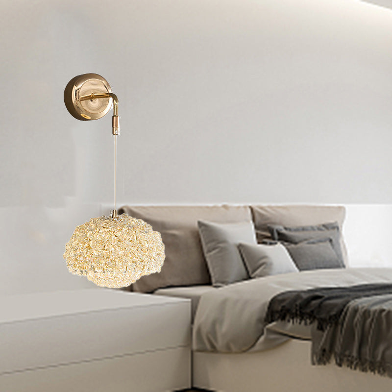 Applique murale contemporaine de luxe ovale en aluminium avec cristal 1 lumière pour salon 