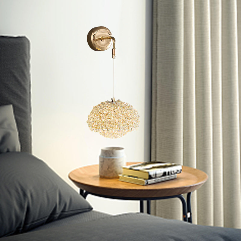 Applique murale contemporaine de luxe ovale en aluminium avec cristal 1 lumière pour salon 