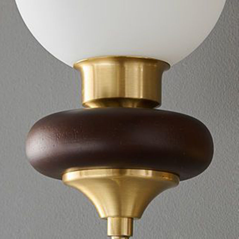 Traditionelle französische Globus Kupfer Holz Glas 1/2-Licht Wandlampe für Wohnzimmer 