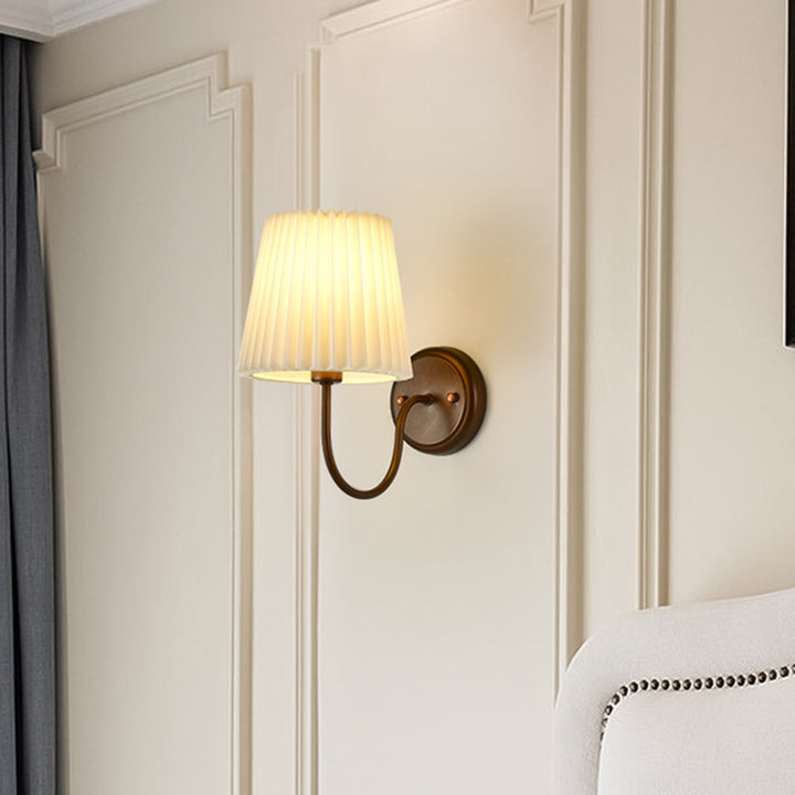 Lámpara de Aplique de Pared de 1 Luz con Tambor de Tela de Hierro Retro Contemporáneo para Sala de Estar 