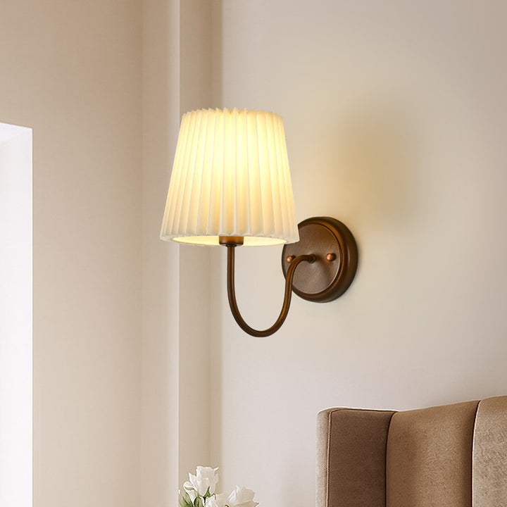 Lámpara de Aplique de Pared de 1 Luz con Tambor de Tela de Hierro Retro Contemporáneo para Sala de Estar 