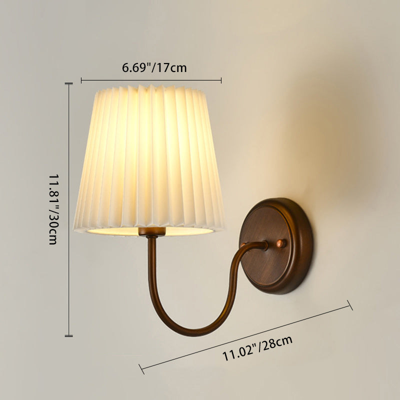 Lámpara de Aplique de Pared de 1 Luz con Tambor de Tela de Hierro Retro Contemporáneo para Sala de Estar 