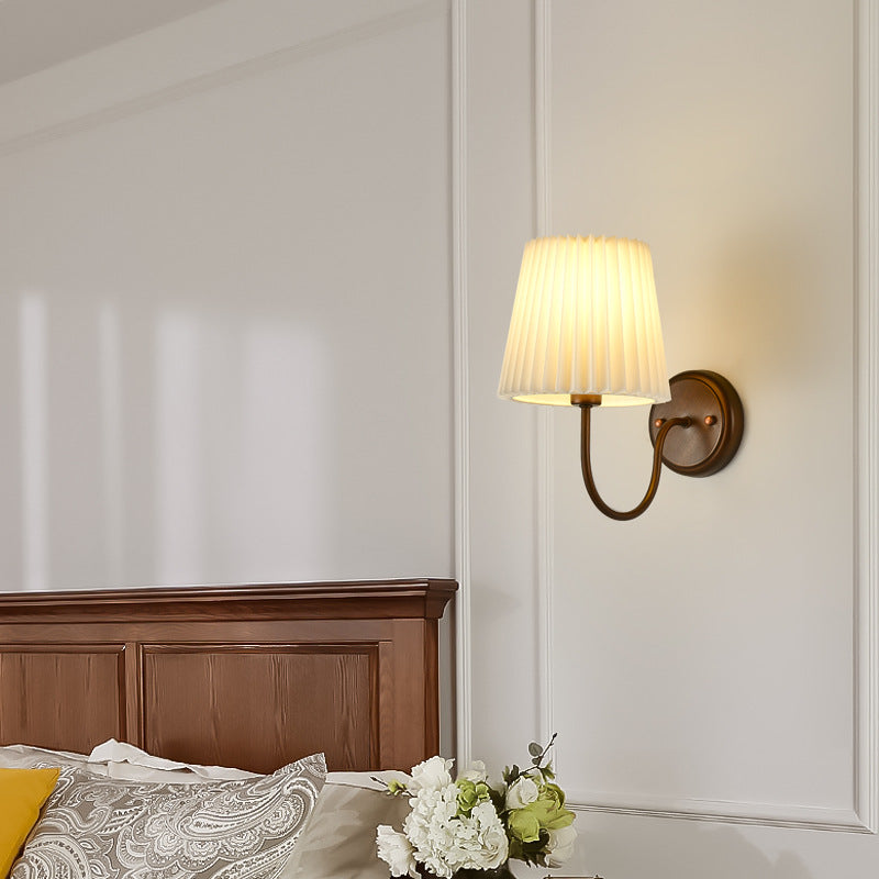 Lámpara de Aplique de Pared de 1 Luz con Tambor de Tela de Hierro Retro Contemporáneo para Sala de Estar 