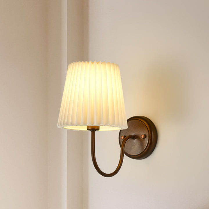 Lámpara de Aplique de Pared de 1 Luz con Tambor de Tela de Hierro Retro Contemporáneo para Sala de Estar 