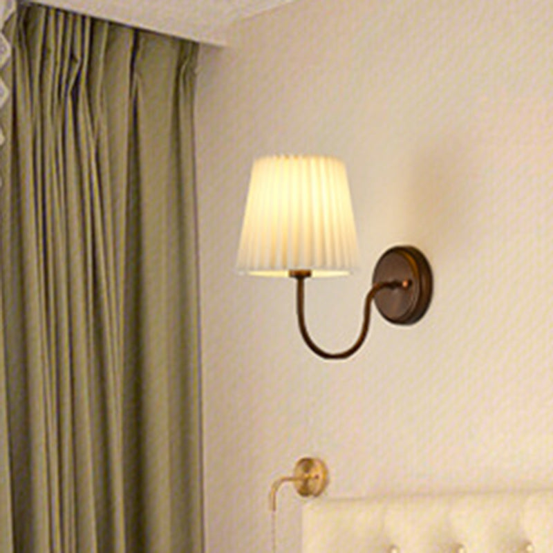 Lámpara de Aplique de Pared de 1 Luz con Tambor de Tela de Hierro Retro Contemporáneo para Sala de Estar 