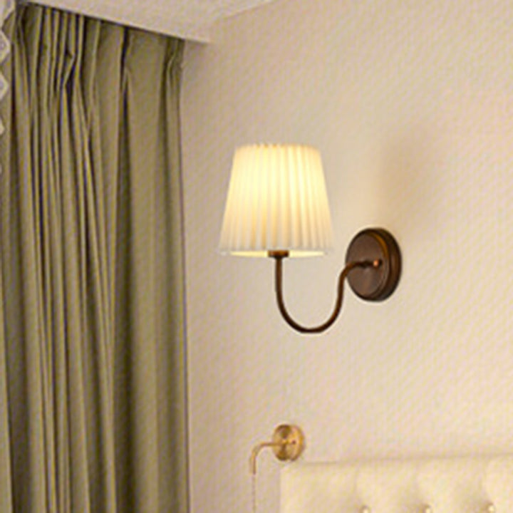 Lámpara de Aplique de Pared de 1 Luz con Tambor de Tela de Hierro Retro Contemporáneo para Sala de Estar 