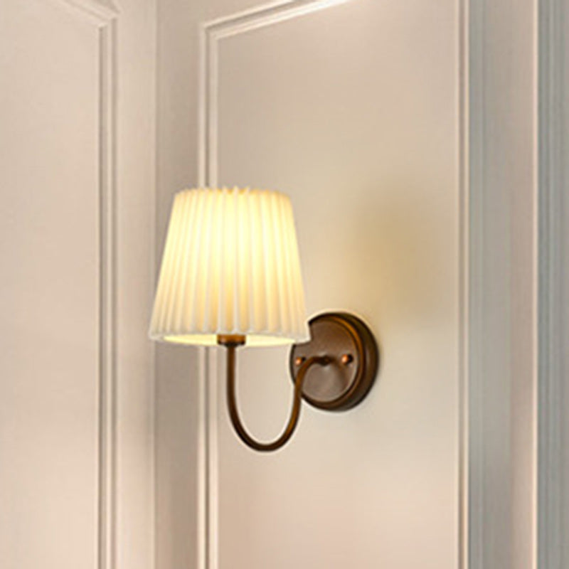 Lámpara de Aplique de Pared de 1 Luz con Tambor de Tela de Hierro Retro Contemporáneo para Sala de Estar 