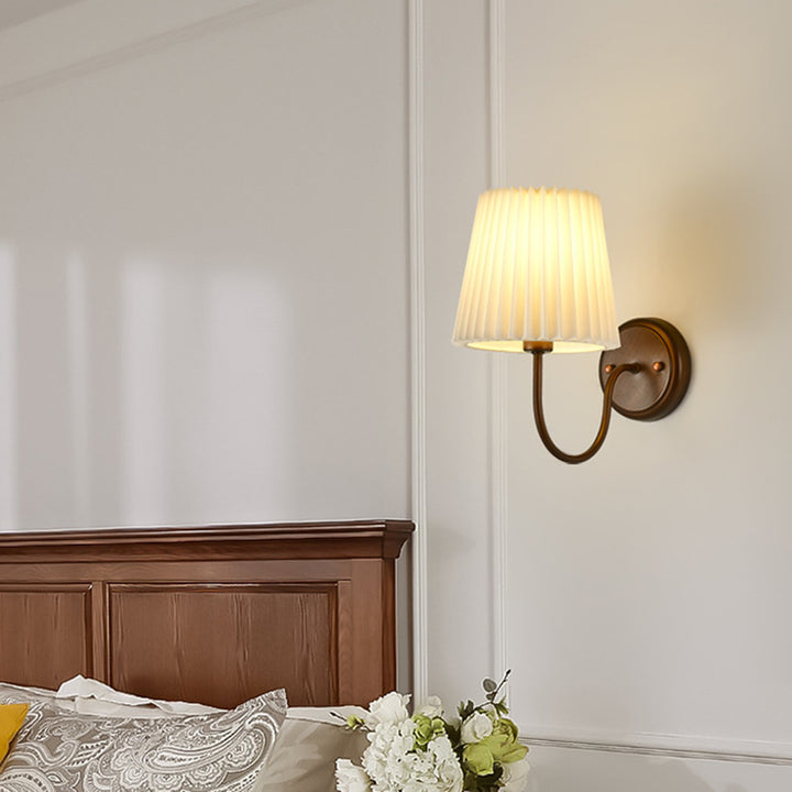 Lámpara de Aplique de Pared de 1 Luz con Tambor de Tela de Hierro Retro Contemporáneo para Sala de Estar 