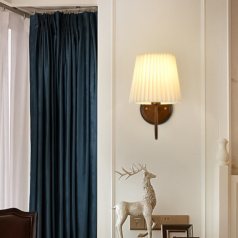 Lámpara de Aplique de Pared de 1 Luz con Tambor de Tela de Hierro Retro Contemporáneo para Sala de Estar 