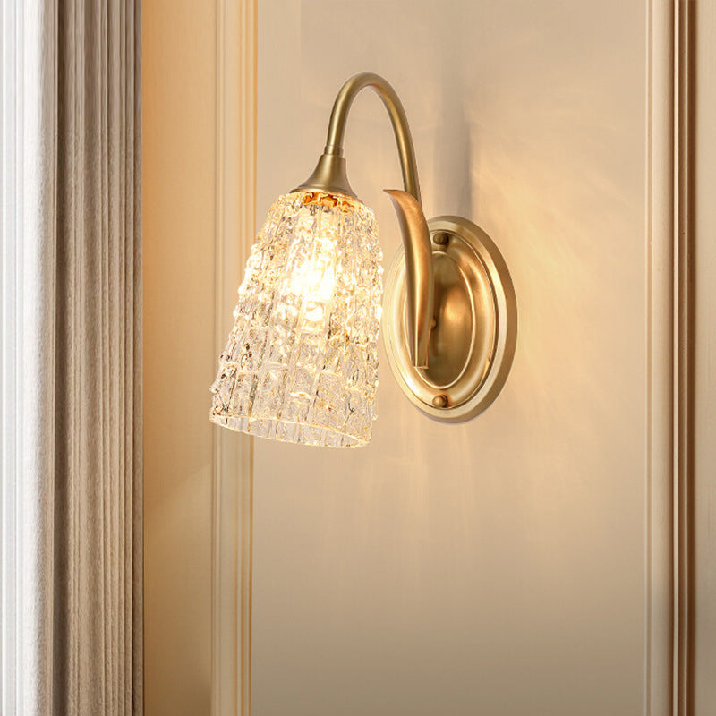 Colonne de luxe contemporaine en cuivre et verre 1/2-lumière applique murale pour salon 
