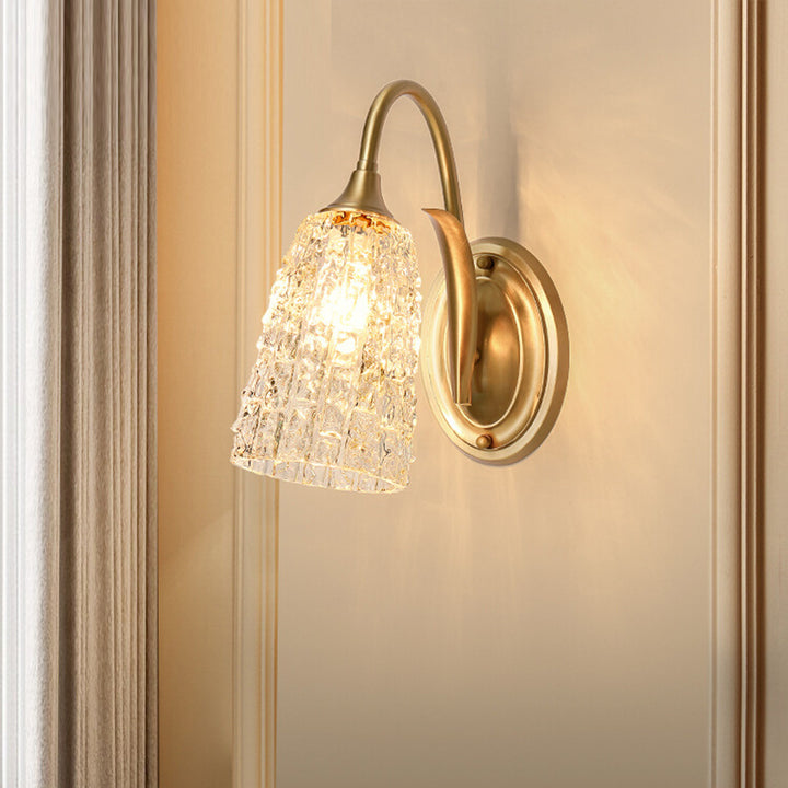 Colonne de luxe contemporaine en cuivre et verre 1/2-lumière applique murale pour salon 