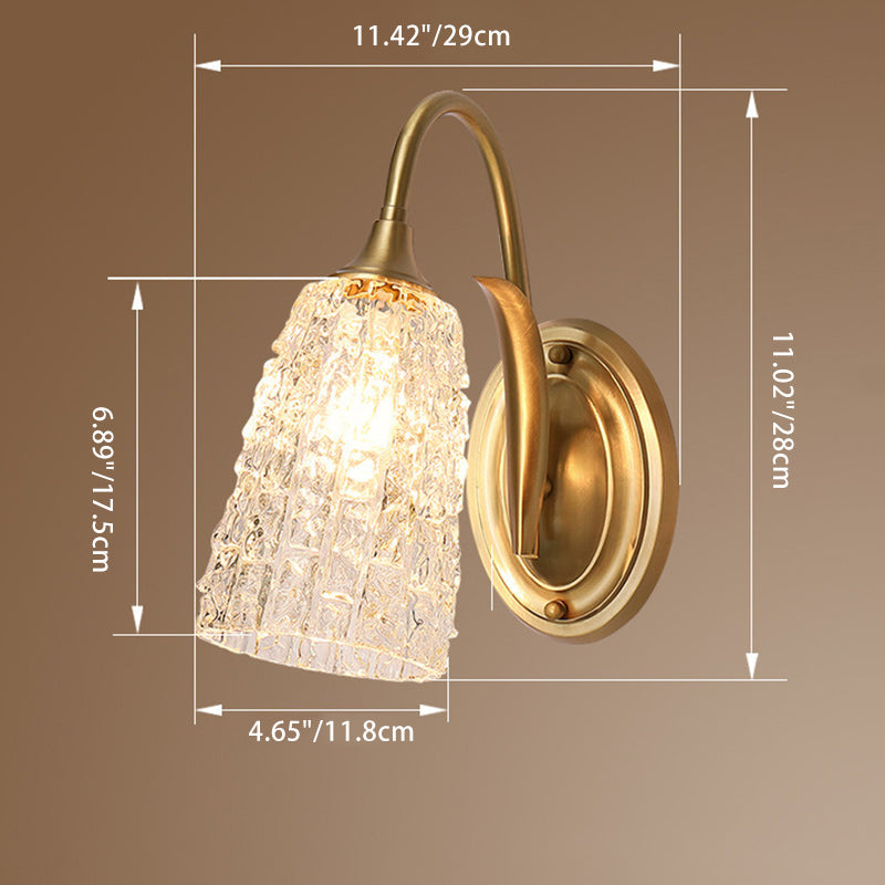 Colonne de luxe contemporaine en cuivre et verre 1/2-lumière applique murale pour salon 