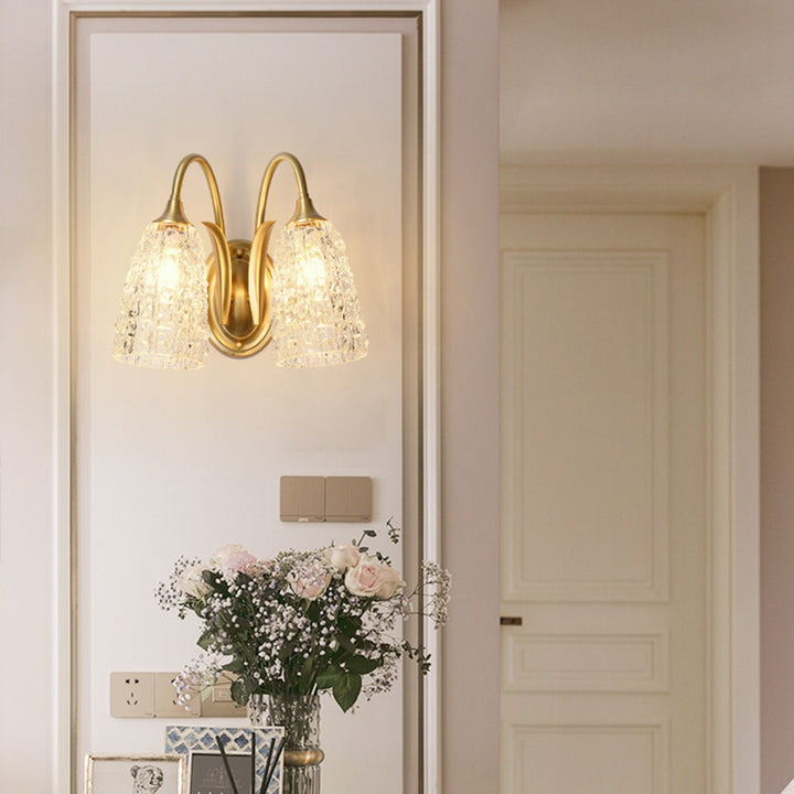 Colonne de luxe contemporaine en cuivre et verre 1/2-lumière applique murale pour salon 
