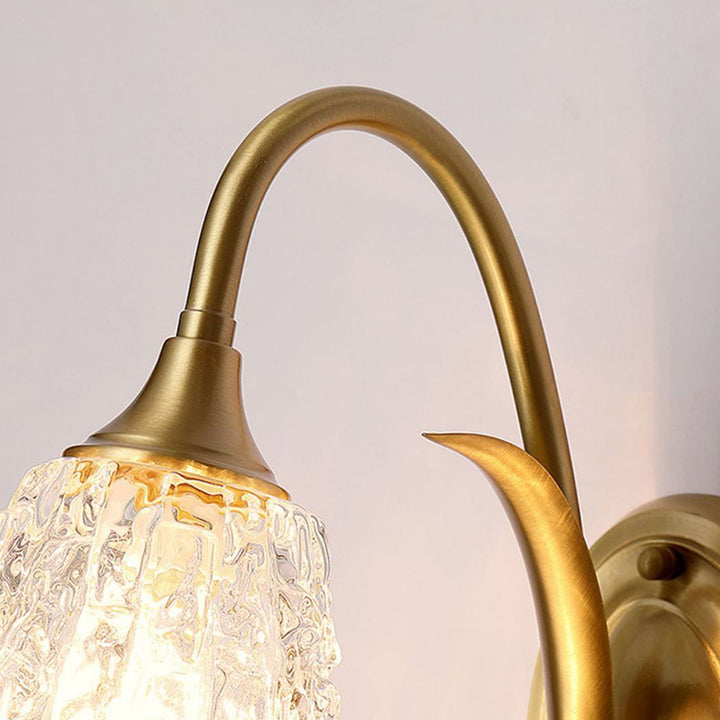 Colonne de luxe contemporaine en cuivre et verre 1/2-lumière applique murale pour salon 