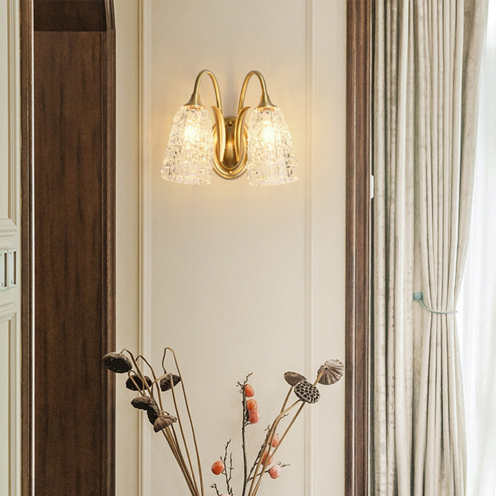 Colonne de luxe contemporaine en cuivre et verre 1/2-lumière applique murale pour salon 