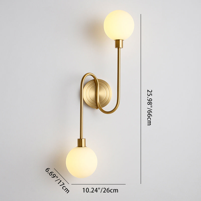 Traditionelle französische Globe Eisen Glas 2-Licht Wandleuchte für Wohnzimmer 