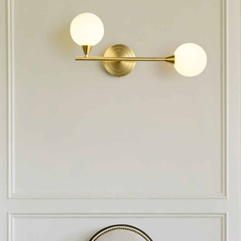 Traditionelle französische Globe Eisen Glas 2-Licht Wandleuchte für Wohnzimmer 