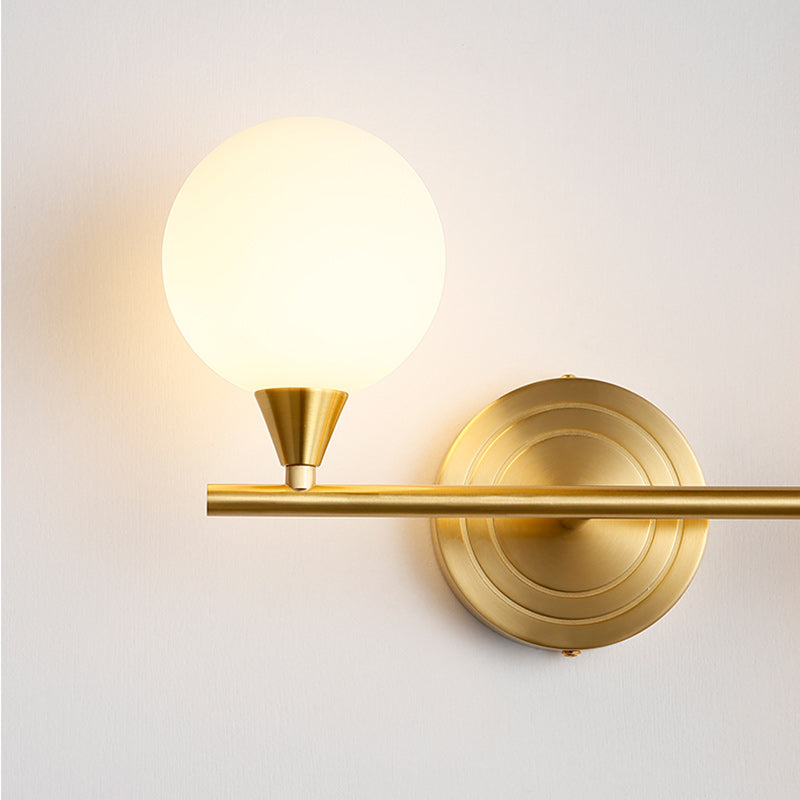 Traditionelle französische Globe Eisen Glas 2-Licht Wandleuchte für Wohnzimmer 