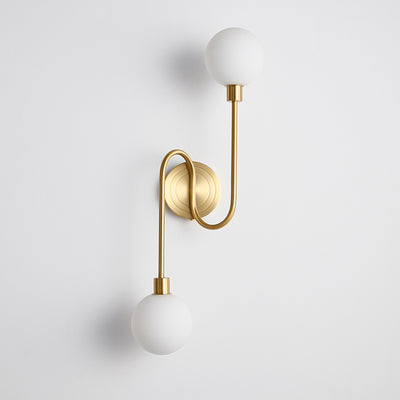 Traditionelle französische Globe Eisen Glas 2-Licht Wandleuchte für Wohnzimmer 