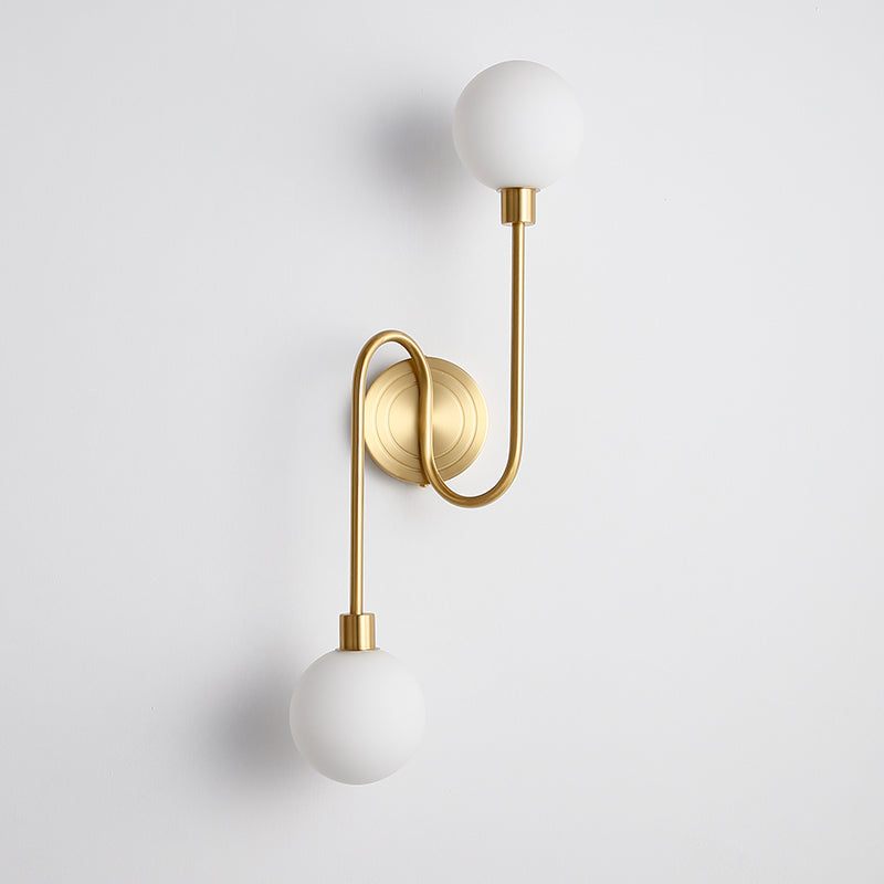 Traditionelle französische Globe Eisen Glas 2-Licht Wandleuchte für Wohnzimmer 