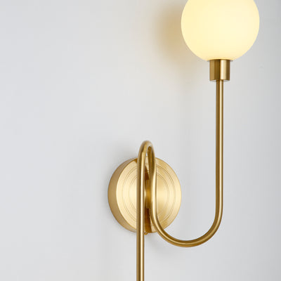 Traditionelle französische Globe Eisen Glas 2-Licht Wandleuchte für Wohnzimmer 