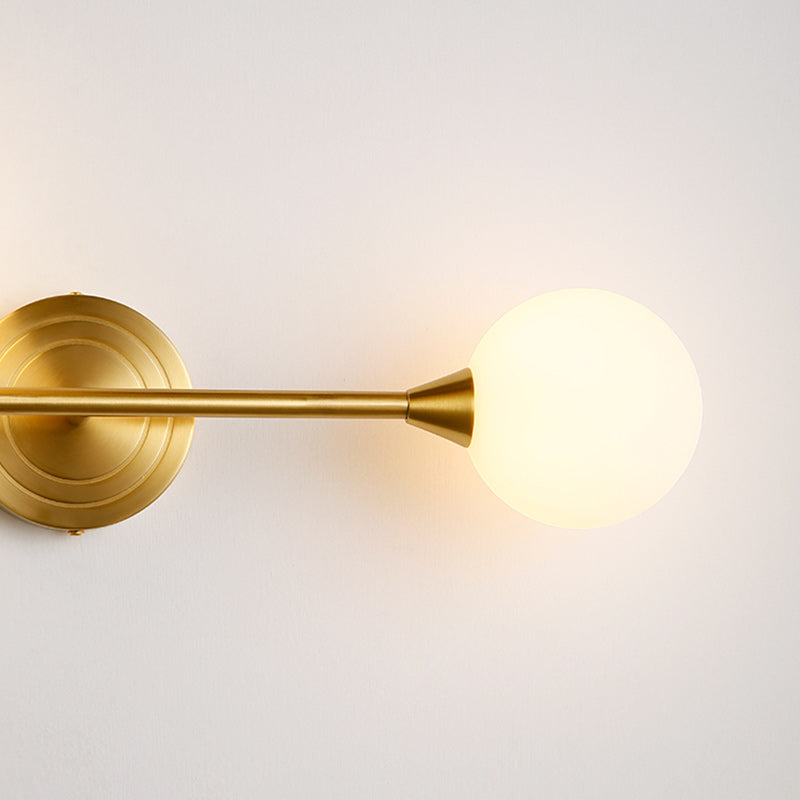 Traditionelle französische Globe Eisen Glas 2-Licht Wandleuchte für Wohnzimmer 
