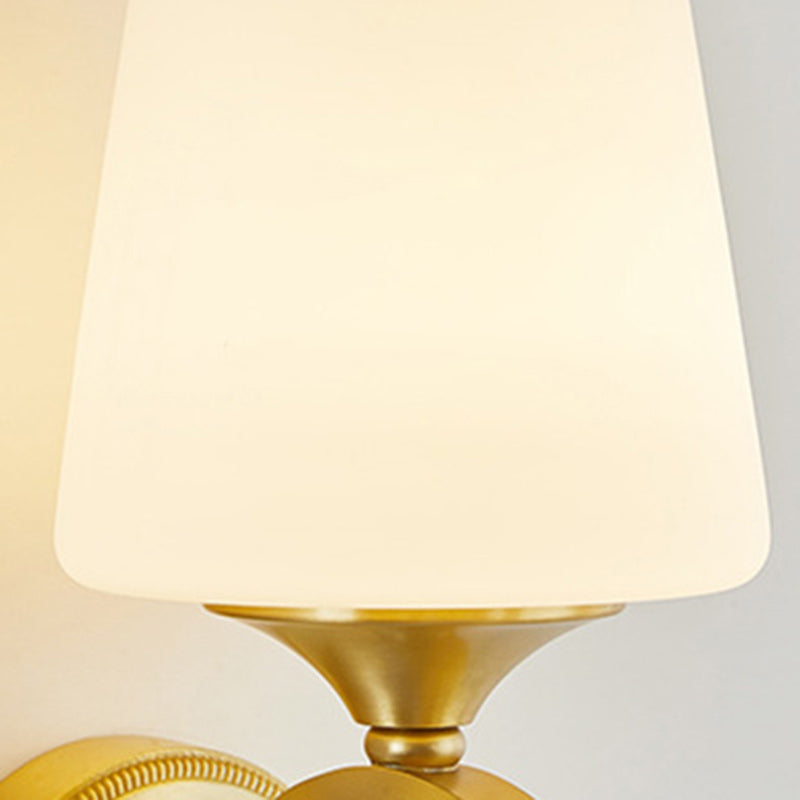 Lámpara de Aplique de Pared de 1 Luz de Vidrio de Cobre de Tambor de Lujo Contemporáneo para Sala de Estar 