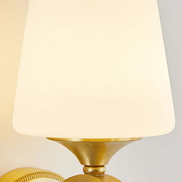 Lámpara de Aplique de Pared de 1 Luz de Vidrio de Cobre de Tambor de Lujo Contemporáneo para Sala de Estar 