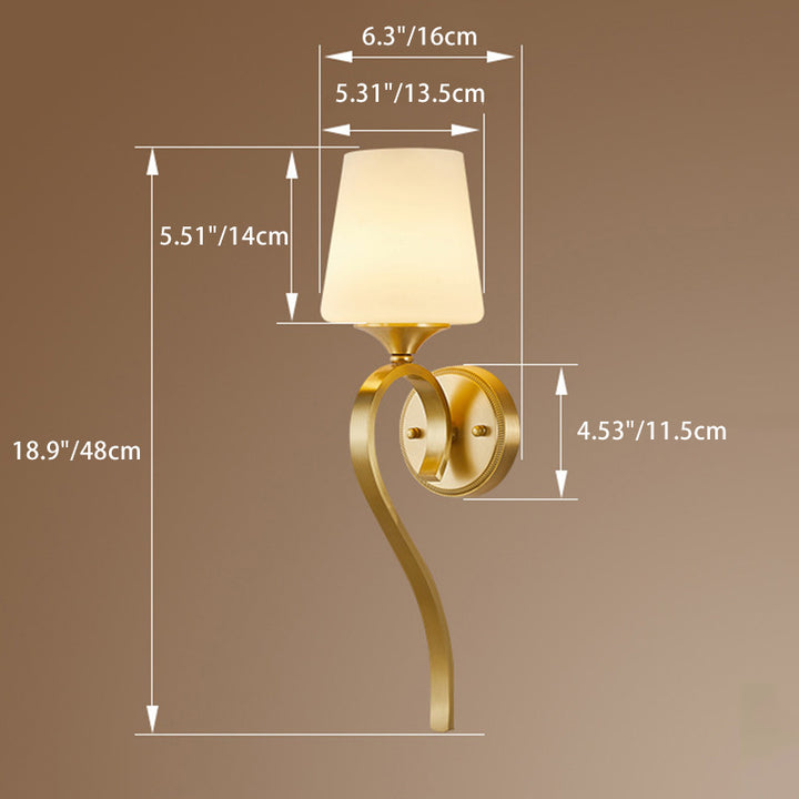 Lámpara de Aplique de Pared de 1 Luz de Vidrio de Cobre de Tambor de Lujo Contemporáneo para Sala de Estar 