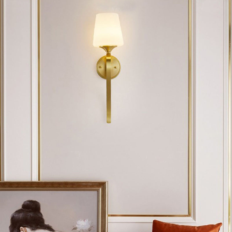 Lámpara de Aplique de Pared de 1 Luz de Vidrio de Cobre de Tambor de Lujo Contemporáneo para Sala de Estar 