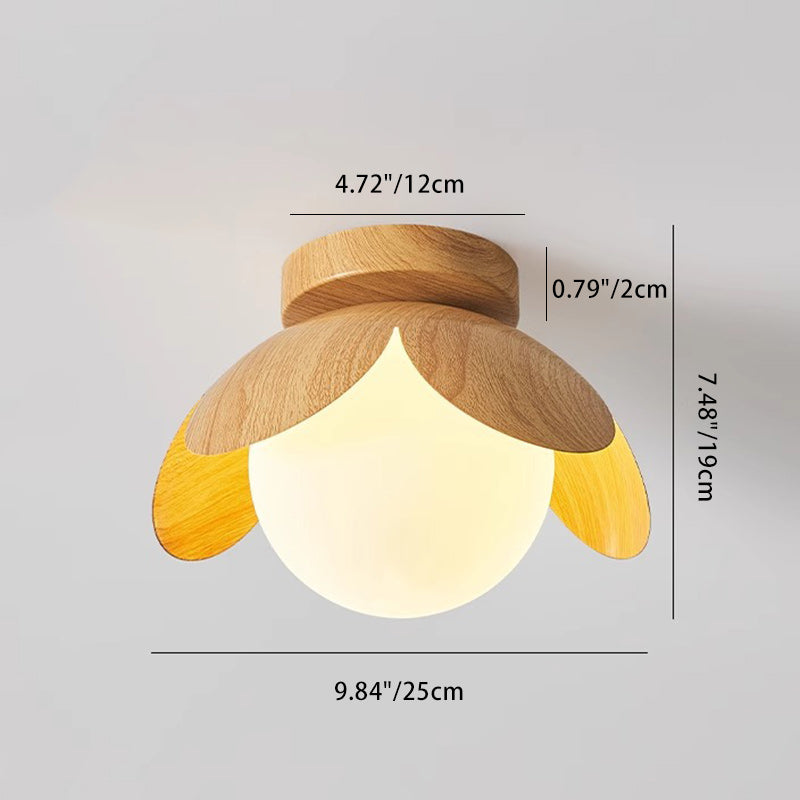 Luz de techo semi-empotrada de 1 luz de vidrio de hierro con globo tradicional japonés para sala de estar 