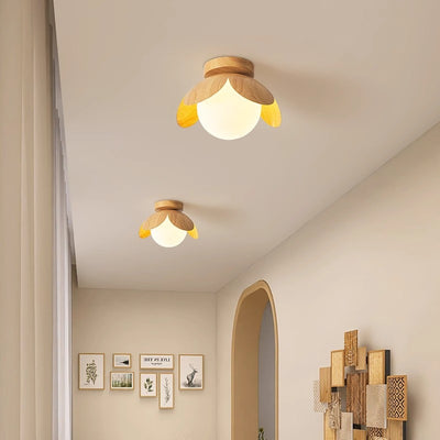Luz de techo semi-empotrada de 1 luz de vidrio de hierro con globo tradicional japonés para sala de estar 