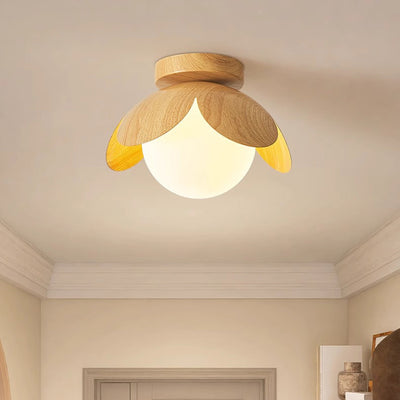 Luz de techo semi-empotrada de 1 luz de vidrio de hierro con globo tradicional japonés para sala de estar 
