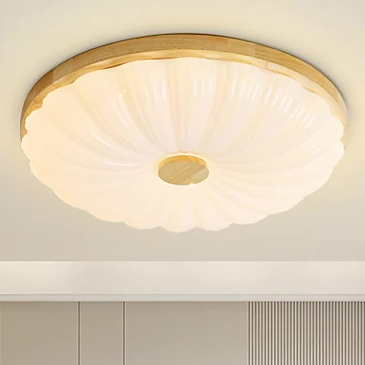 Traditionelle japanische runde Eisen-Holz-Kunststoff-LED-Deckenleuchte für das Wohnzimmer 