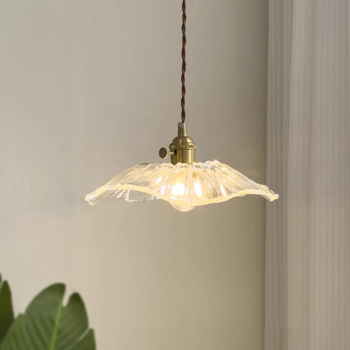 Suspension lumineuse 1 lumière en verre rond en cuivre japonais traditionnel pour le salon 