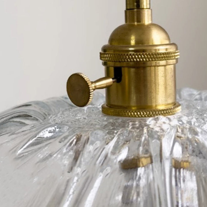 Suspension lumineuse 1 lumière en verre rond en cuivre japonais traditionnel pour le salon 