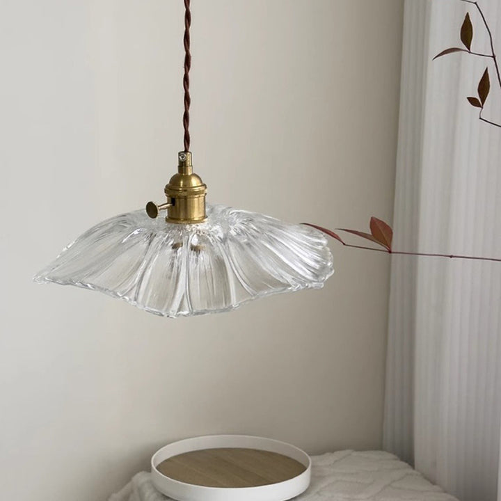 Suspension lumineuse 1 lumière en verre rond en cuivre japonais traditionnel pour le salon 