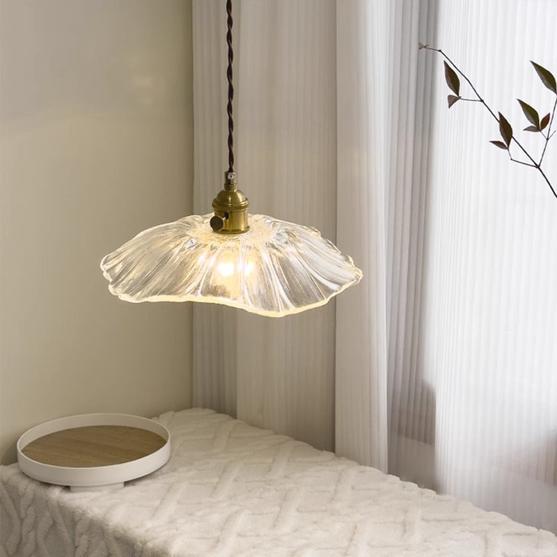 Suspension lumineuse 1 lumière en verre rond en cuivre japonais traditionnel pour le salon 