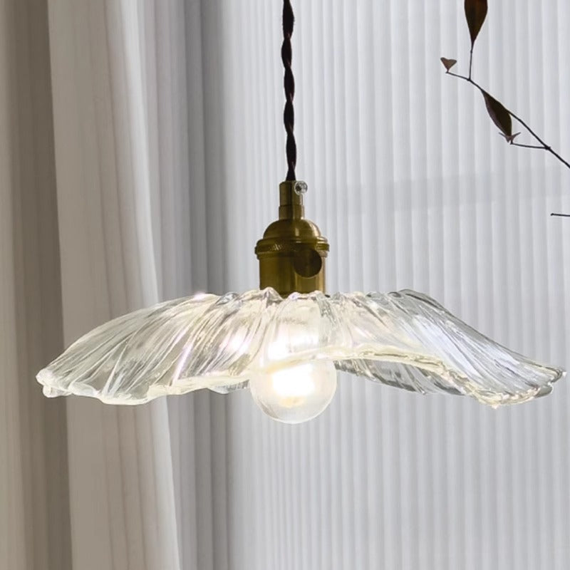 Suspension lumineuse 1 lumière en verre rond en cuivre japonais traditionnel pour le salon 