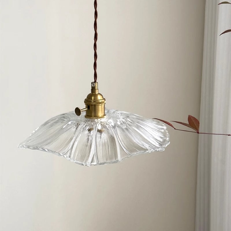 Suspension lumineuse 1 lumière en verre rond en cuivre japonais traditionnel pour le salon 