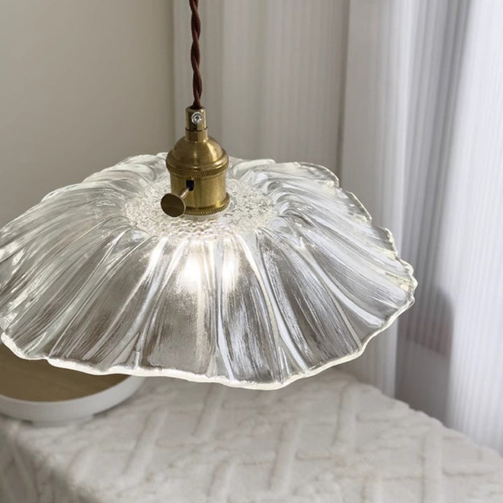 Suspension lumineuse 1 lumière en verre rond en cuivre japonais traditionnel pour le salon 