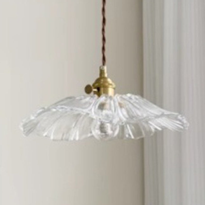 Suspension lumineuse 1 lumière en verre rond en cuivre japonais traditionnel pour le salon 