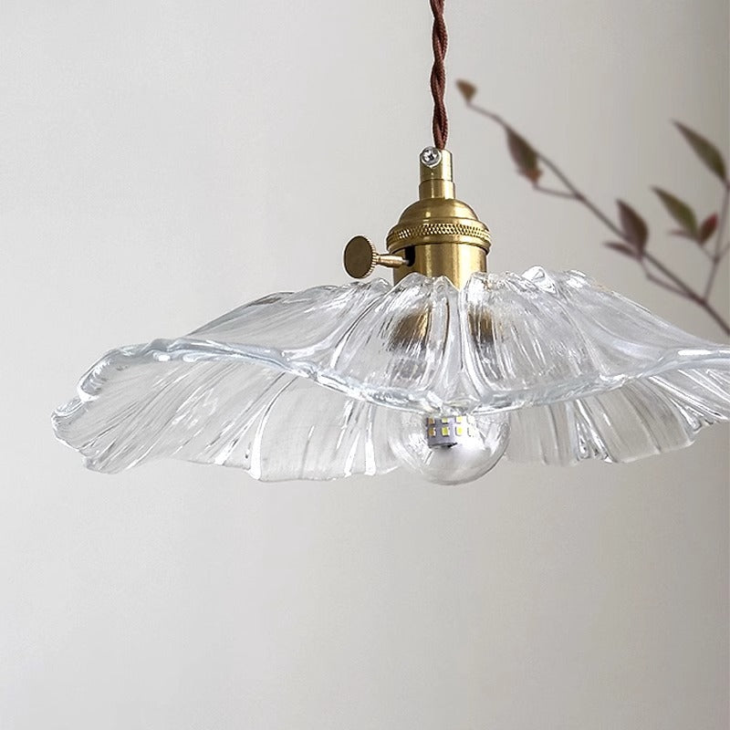 Suspension lumineuse 1 lumière en verre rond en cuivre japonais traditionnel pour le salon 