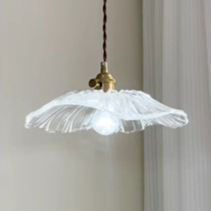 Suspension lumineuse 1 lumière en verre rond en cuivre japonais traditionnel pour le salon 