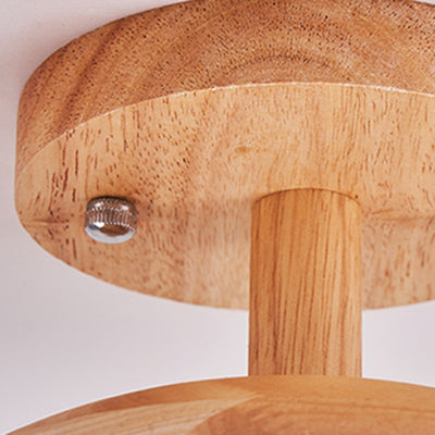 Plafonnier semi-encastré à 1 lumière en bois rond traditionnel japonais pour salon 
