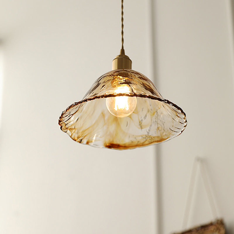Zeitgenössische nordische Kuppel Kupfer Glas 1-Licht Pendelleuchte für Wohnzimmer 